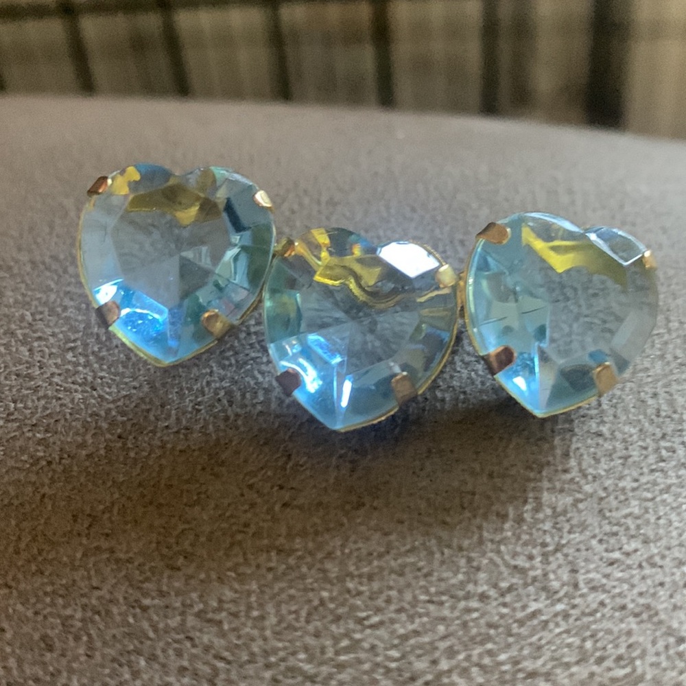 💙💙💙 Hearts 80s vintage rhinestone 💎 pin